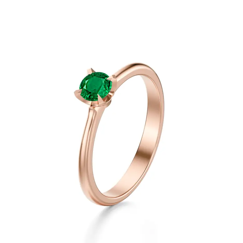 Pierścionek ze szmaragdem naturalnym w różowym złocie AJPZ_037